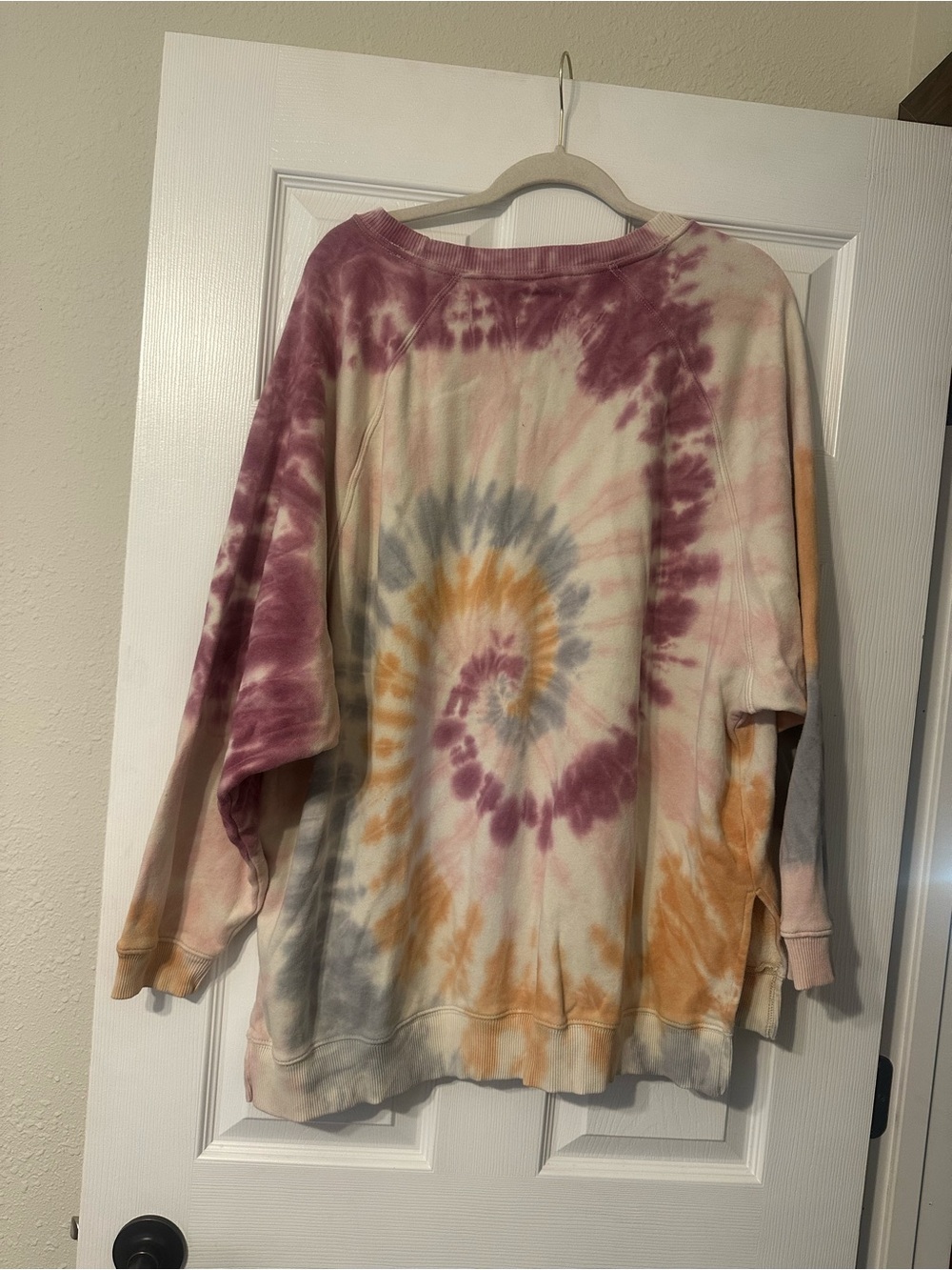 American Eagle Outfitters Tie-Dye Spiral Crewneck - Pink, Gray & Orange - Picture 7 of 7